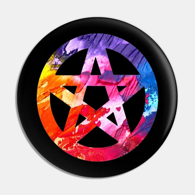 Funky Colorful Pentacle Pin by imphavok