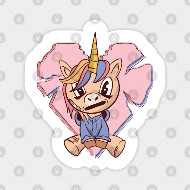 Broken Heart Anime Unicorn Magnet by MajorCompany