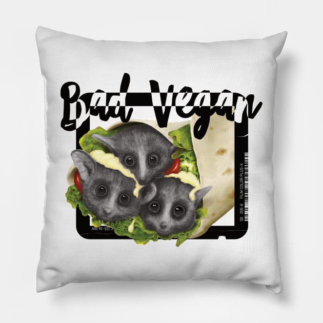 Bad Vegan Wrap Fillings - Dark Humor Pillow by Bla-Jin