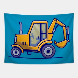 Tractor Vehicle Cartoon Illustration Tapestry