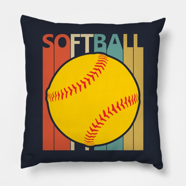 Vintage Softball Player Gift Pillow by GWENT