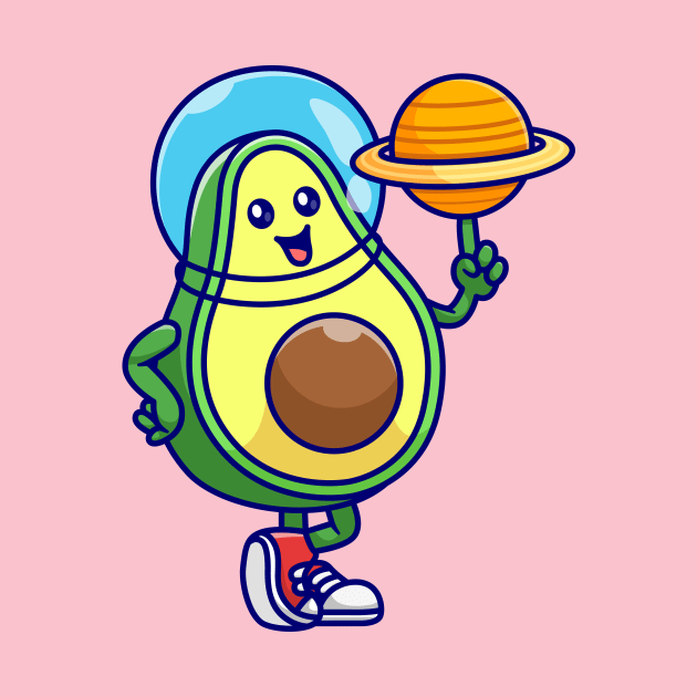 Cute Avocado Astronaut Playing Planet Ball Cartoon by Catalyst Labs