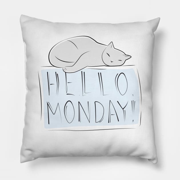 Have a nice monday, Cat Pillow by runcatrun