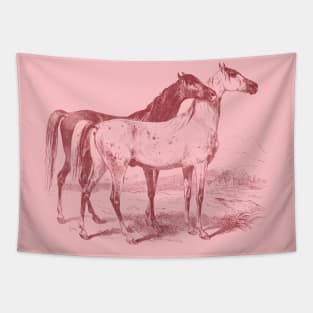 The Love of Horses - Monochrome Illustration Tapestry