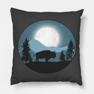 Night falls as the Buffalo roam the prarie in Yellowstone Pillow