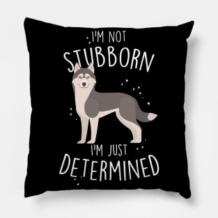 Husky Dog Not Stubborn Just Determined Grey Siberian Husky Pillow
