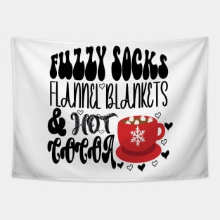 Fuzzy Socks Flannel Blankets & Hot Cocoa Shirt, Winter Hot Chocolate Lover Tapestry