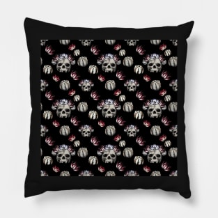 Beautiful Skull Pattern with lovely Tulips - CreateArtHistory Pillow