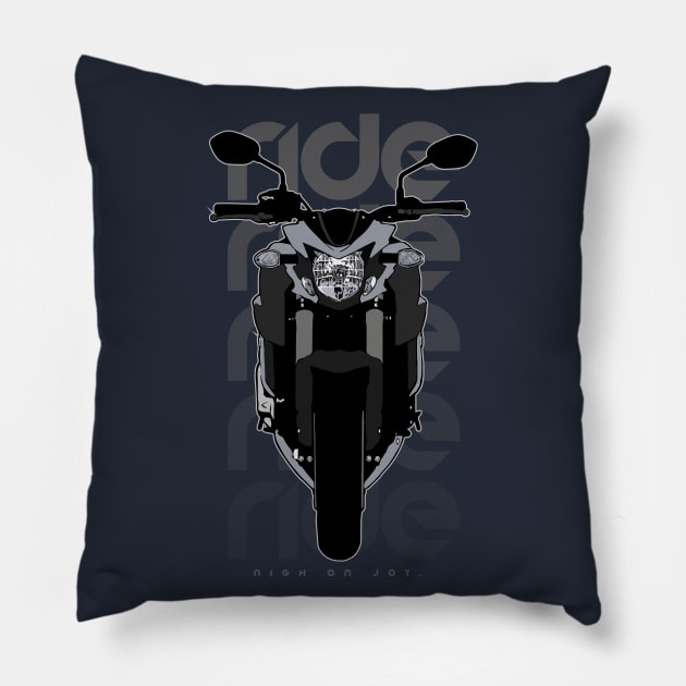 Ride suzuki gsx-s750 front bw Pillow by NighOnJoy