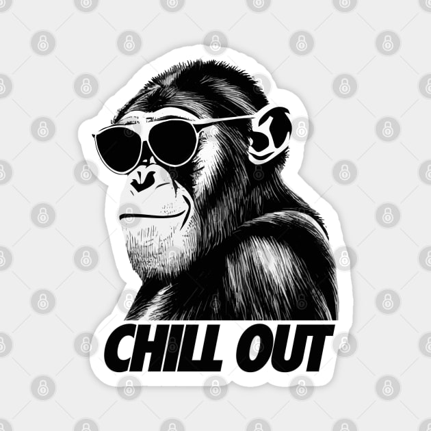 Chimpanzee chill out Magnet by wamtees