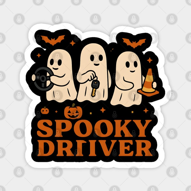 Spooky Driver Ghost Halloween Car Graphic Magnet by MakerMind8.2