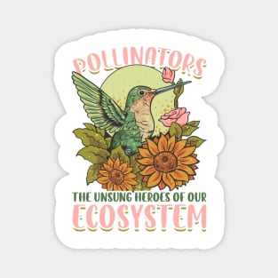 Pollinator Hummingbird & Flowers Cottage core Aesthetic Magnet