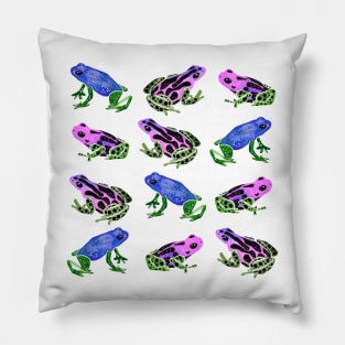 Watercolor Rainbow Poison Dart Frogs - Pastel Pillow