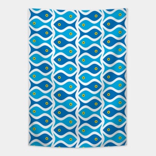 Blue Fish Pattern Tapestry