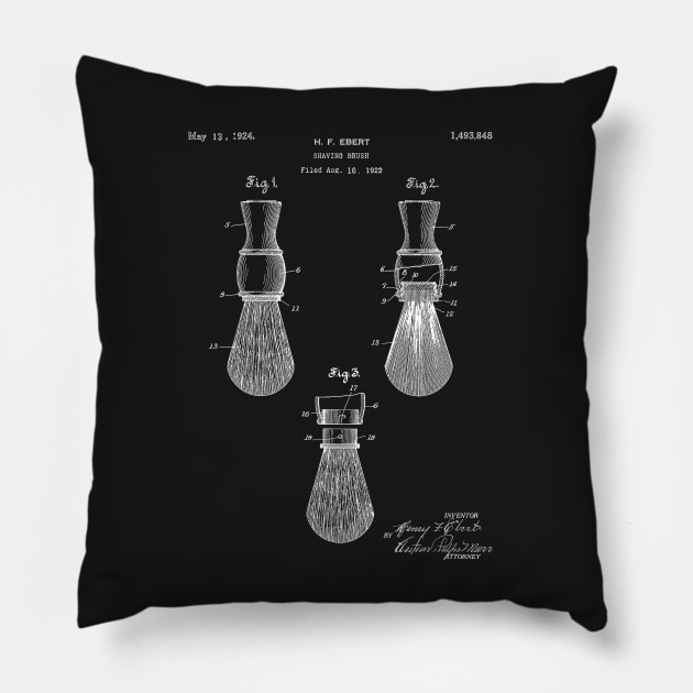 Shaving Brush Patent - Barber Stylist Barber Shop Art - Black Chalkboard Pillow by patentpress