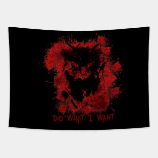 Cat black spray blood Do What I Want Tapestry