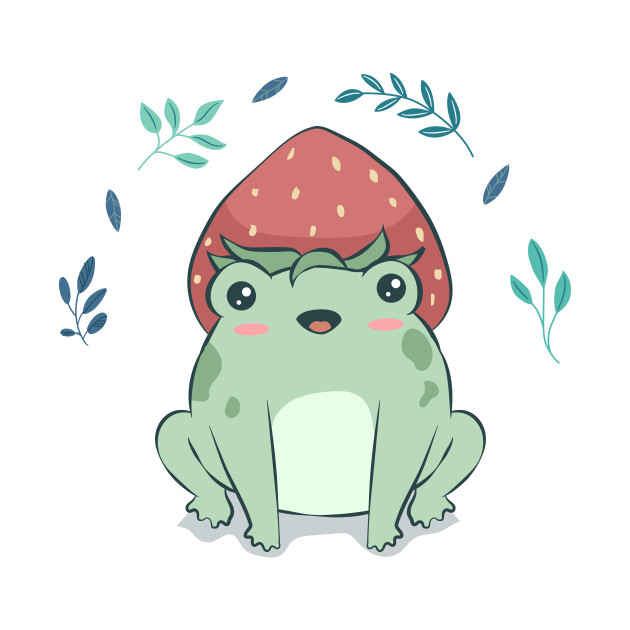 Disover Cottagecore Aesthetic Kawaii Frog Strawberry Hat - Cottagecore - T-Shirt