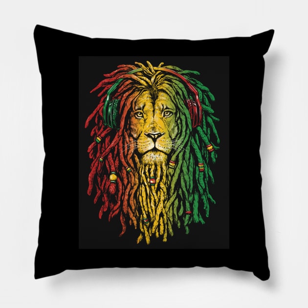 Afro Lion uncial print Pillow by Dmitriy
