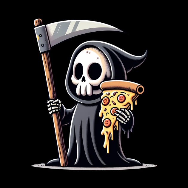 Grim Reaper with Pizza, Funny Pizza lover by dukito