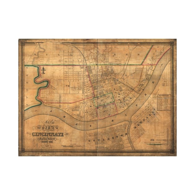 Vintage Map of Cincinnati Ohio (1838) by Bravuramedia