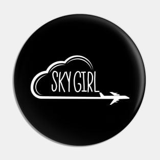 Sky Girl Funny Flight Attendants Flying Aviation Pin