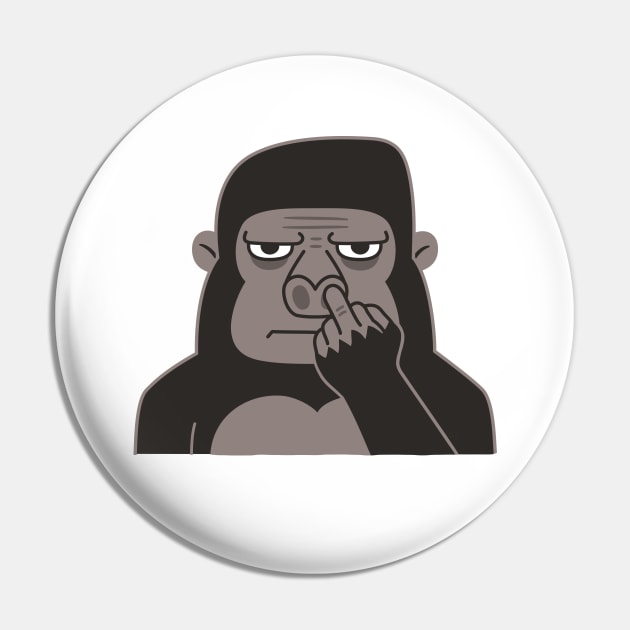 Rude Gorilla Picking Nose Using Middle Finger Pin by rustydoodle