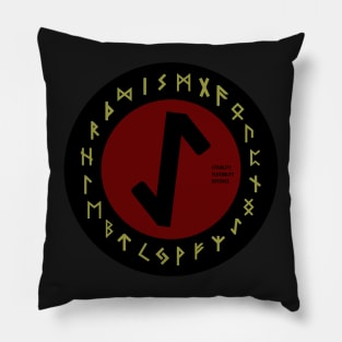 Red Eihwaz Futhark Rune Symbol Pillow