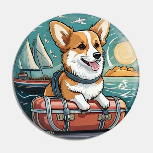 Retro Vintage Travel Hiking Corgi-Adventurer Pin