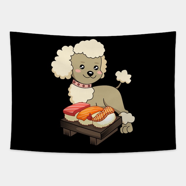 Chibi Anime Poodle Dog  Sushi Lover Tapestry by TheBeardComic