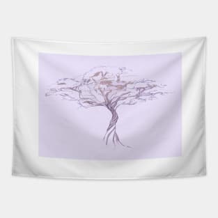 Purple Lavender Peaceful Tree Tapestry