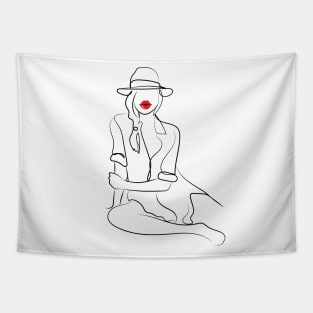 Girl Red Lips Funny Kiss Tapestry