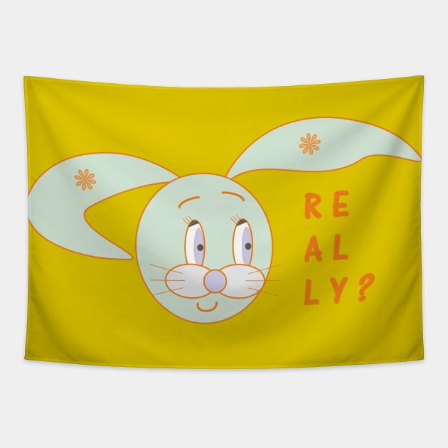 Surprised funny muzzle of a rabbit: really? Tapestry by Evgeniya