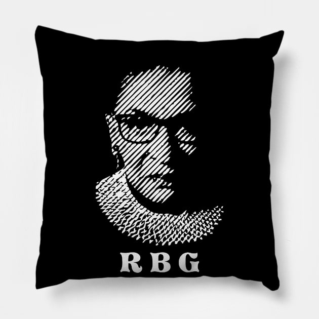 Ruth Bader Ginsburg in halftone style Pillow by Aldyz