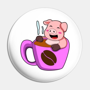 Pig with Cup of Coffee Pin