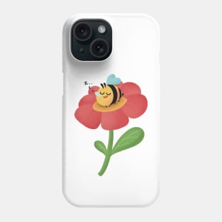 Sleepy bee on flower Phone Case