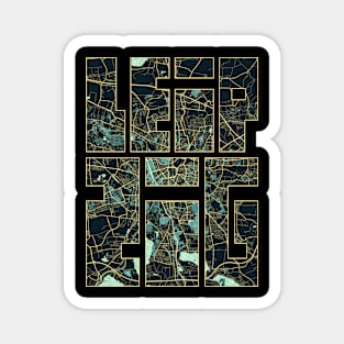 Leipzig, Saxony, Germany City Map Typography - Summer Magnet