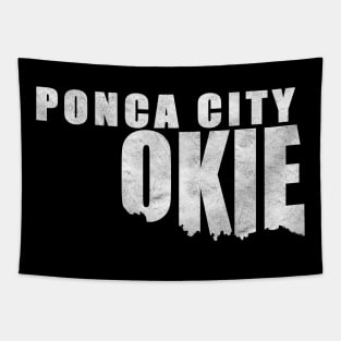 Ponca City Okie Oklahoma Shaped Distressed Tapestry