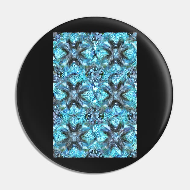 Auamarine Aesthetic Fractal Snowflake Pattern Pin by BubbleMench