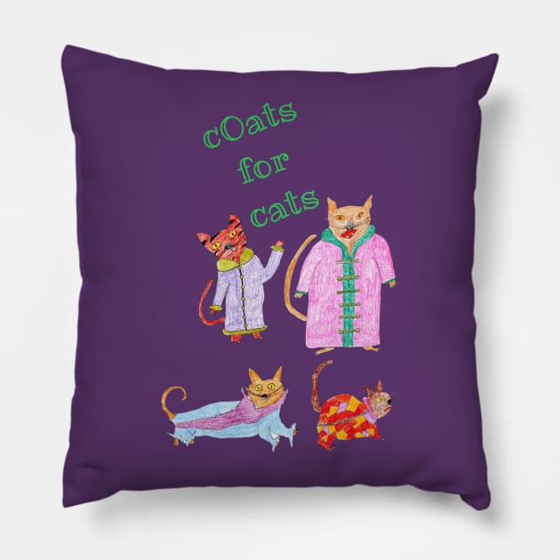 Coats for cats Pillow by Doodle Dandies