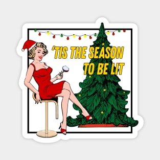 Retro Christmas - 'Tis The Season To Be Lit Magnet