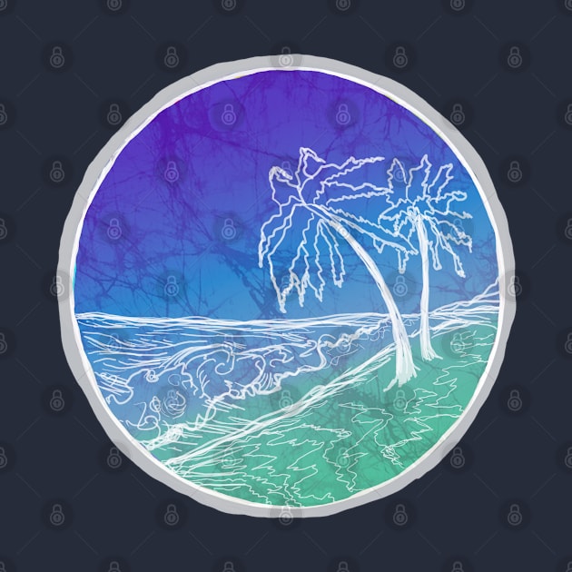 Beach and Palm Trees Batik style by Aurora X