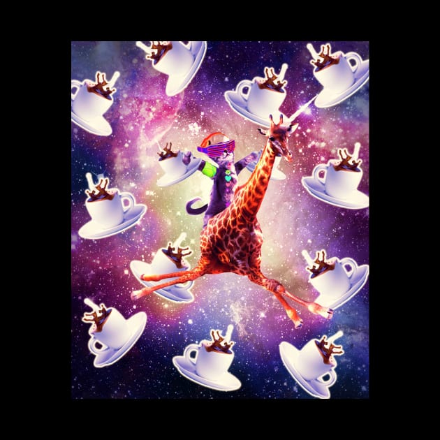 Rave Space Cat On Giraffe Unicorn - Coffee by Random Galaxy