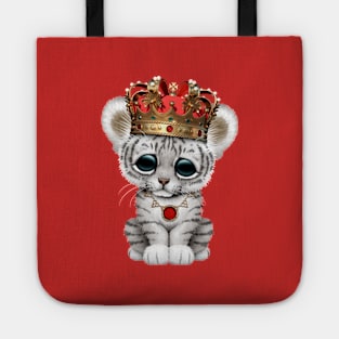 Cute Royal White Tiger Wearing Crown Tote