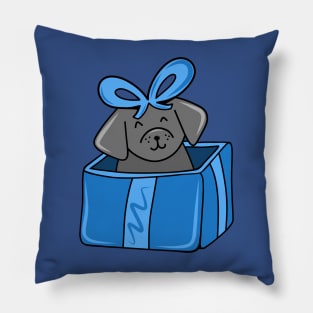 Cute Holiday Dog in a Giftbox Present, made by EndlessEmporium Pillow