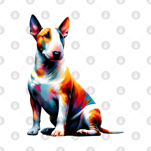 Vibrant Splashed Paint Bull Terrier Artwork by ArtRUs