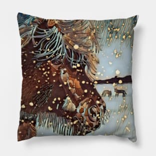 Horse in Snow Pillow