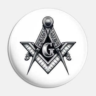 Ornate Square & Compass Masonic Freemason Pin