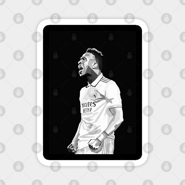 Vinicius Junior Black And White Art Magnet by Ken Asahvey