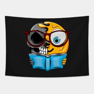 Nerd Reading Zombie Emoji Tapestry