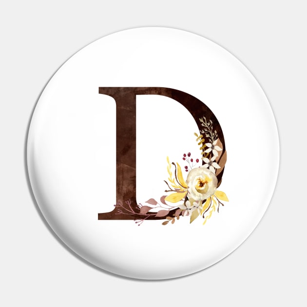 Floral Monogram D Lovely Autumn Foliage Pin by floralmonogram